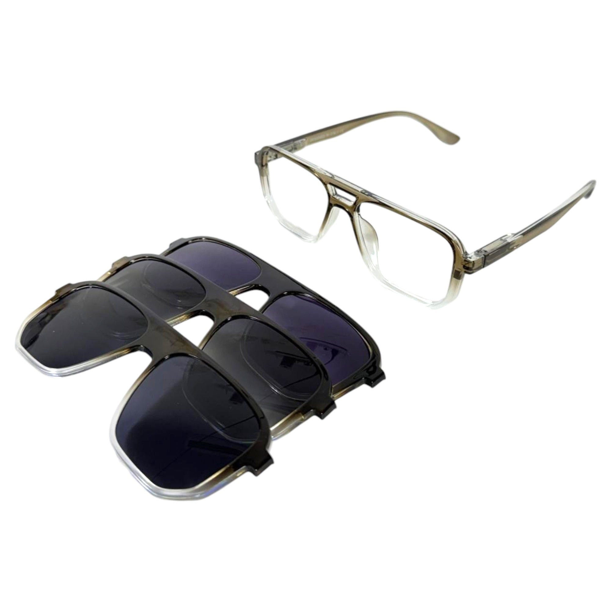 Bar Square Clip-on Glasses