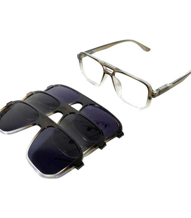 Bar Square Clip-on Glasses