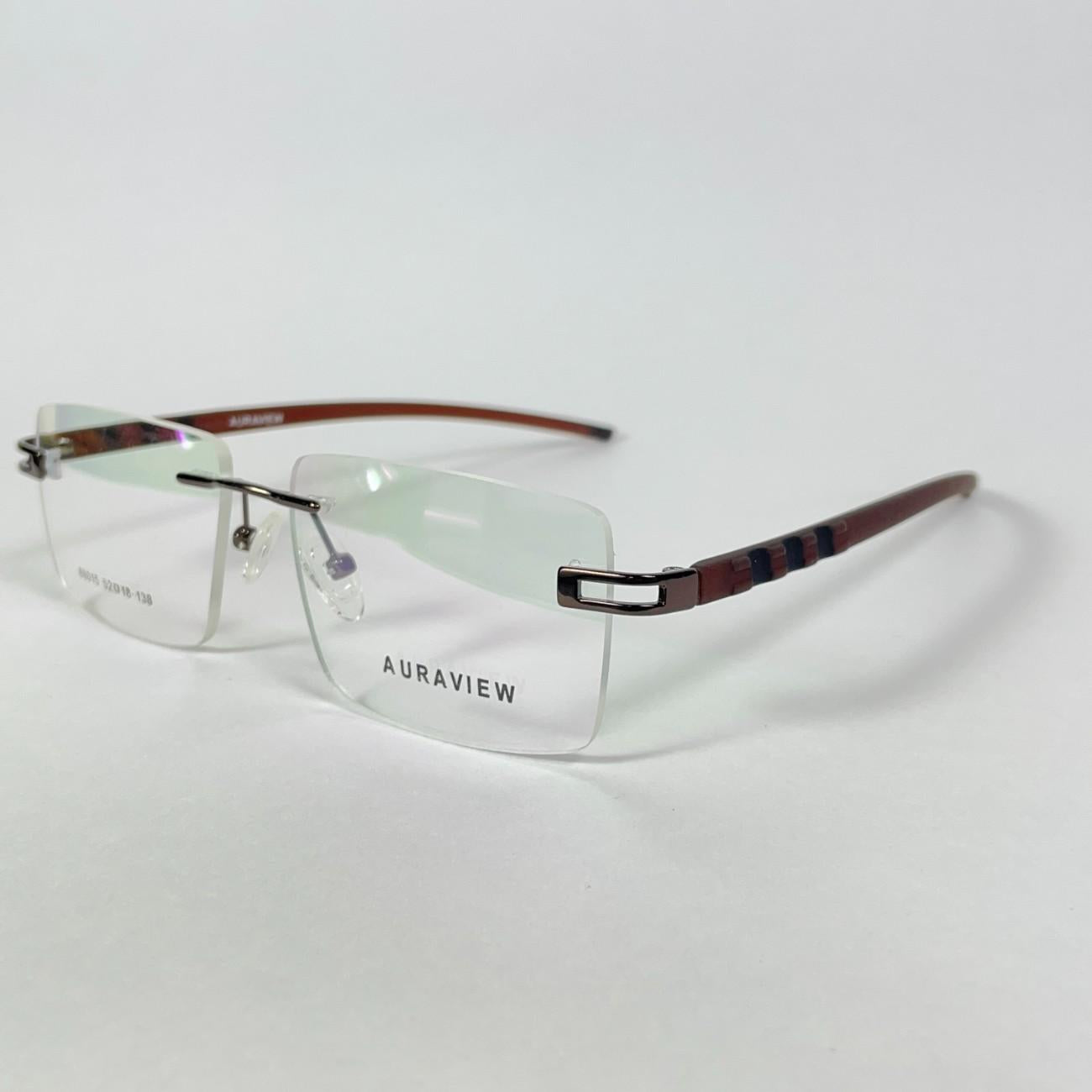 Rectangular Rimless Brown Glasses Rectangle TR Side Rimless Eyeglasses – AURAVIEW™