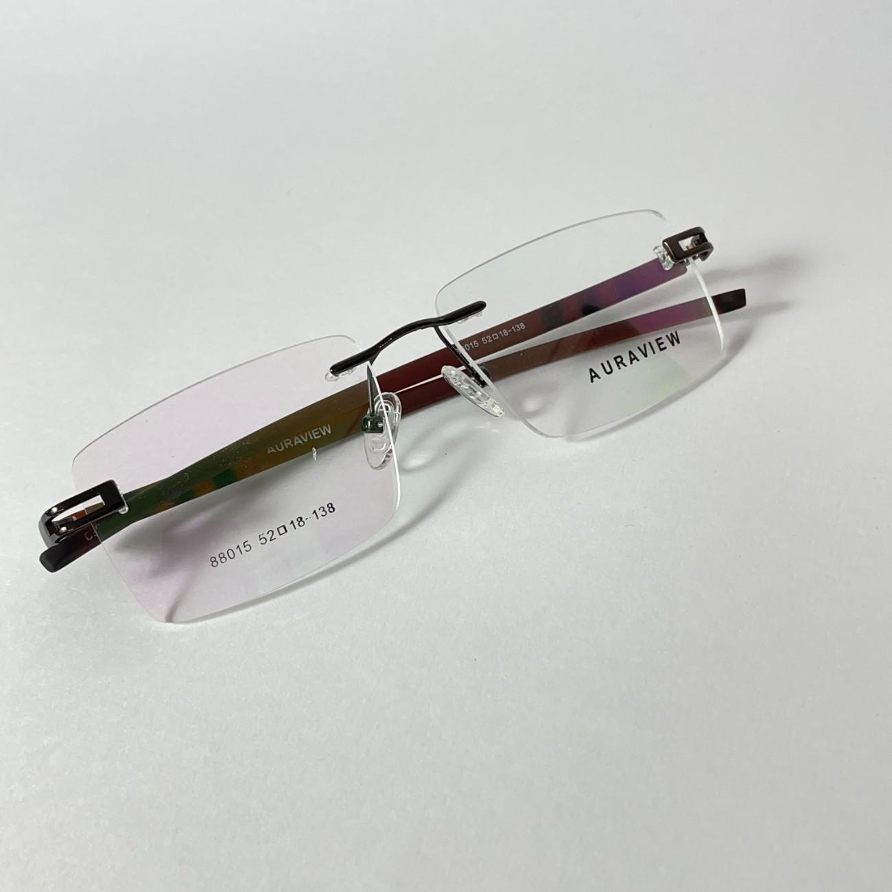 Rectangular Rimless Brown Glasses Rectangle TR Side Rimless Eyeglasses – AURAVIEW™