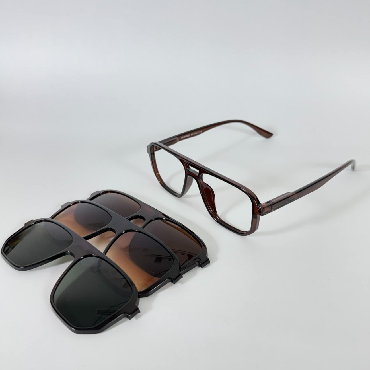 Bar Square Clip-on Glasses