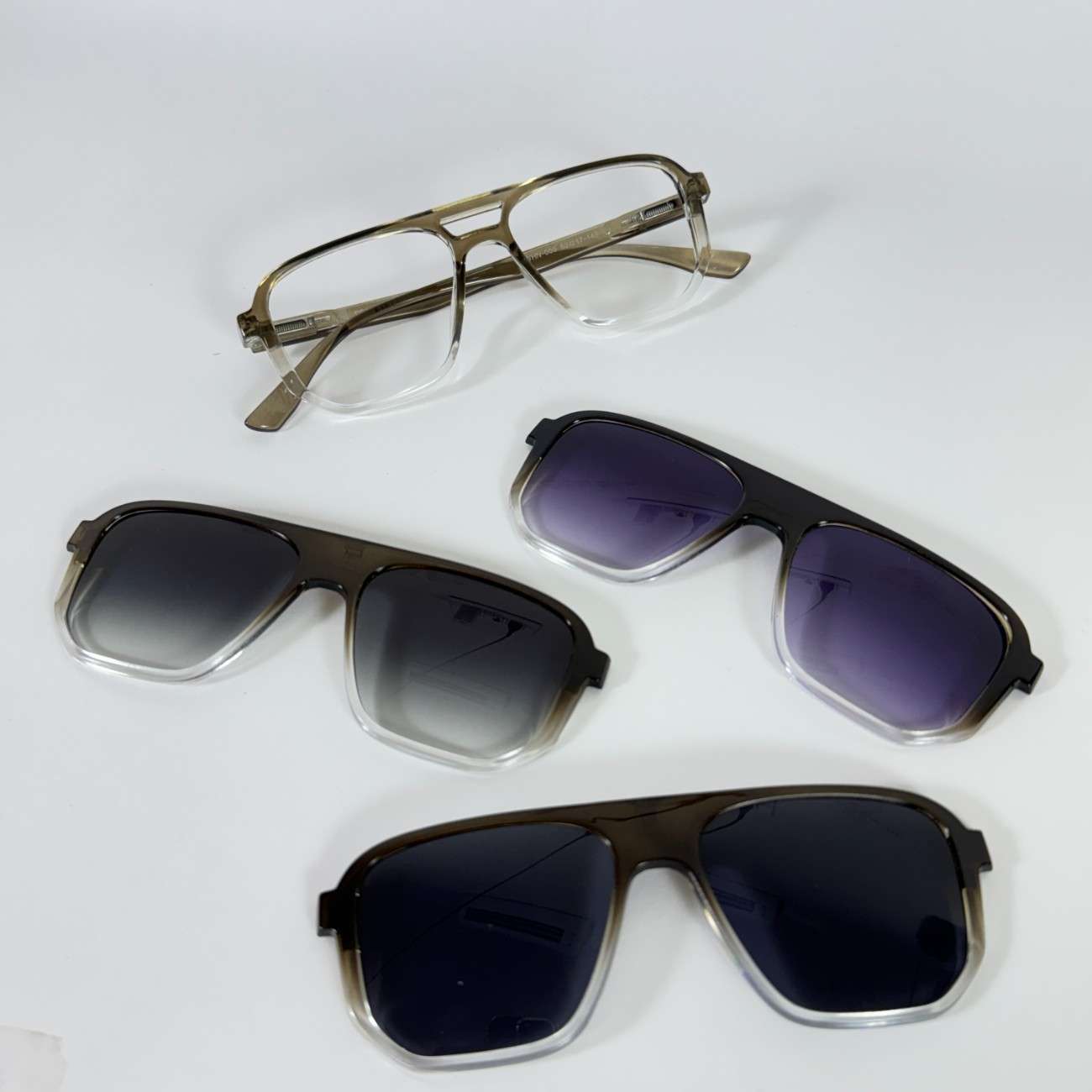 Bar Square Clip-on Glasses