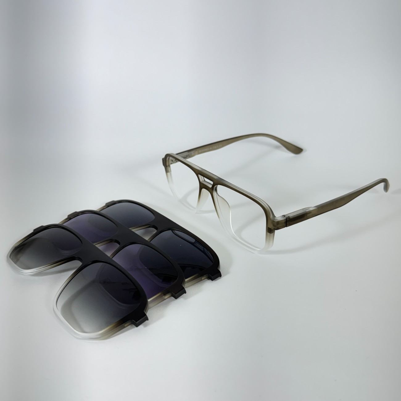 Bar Square Clip-on Glasses