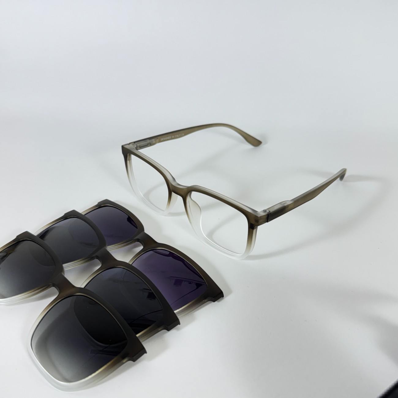 Rectangle Cut Shape Clip-On Glasses